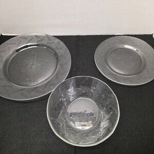 1990s Coca-Cola 12 Piece Clear Glass Embossed Dishware Set - Vintage